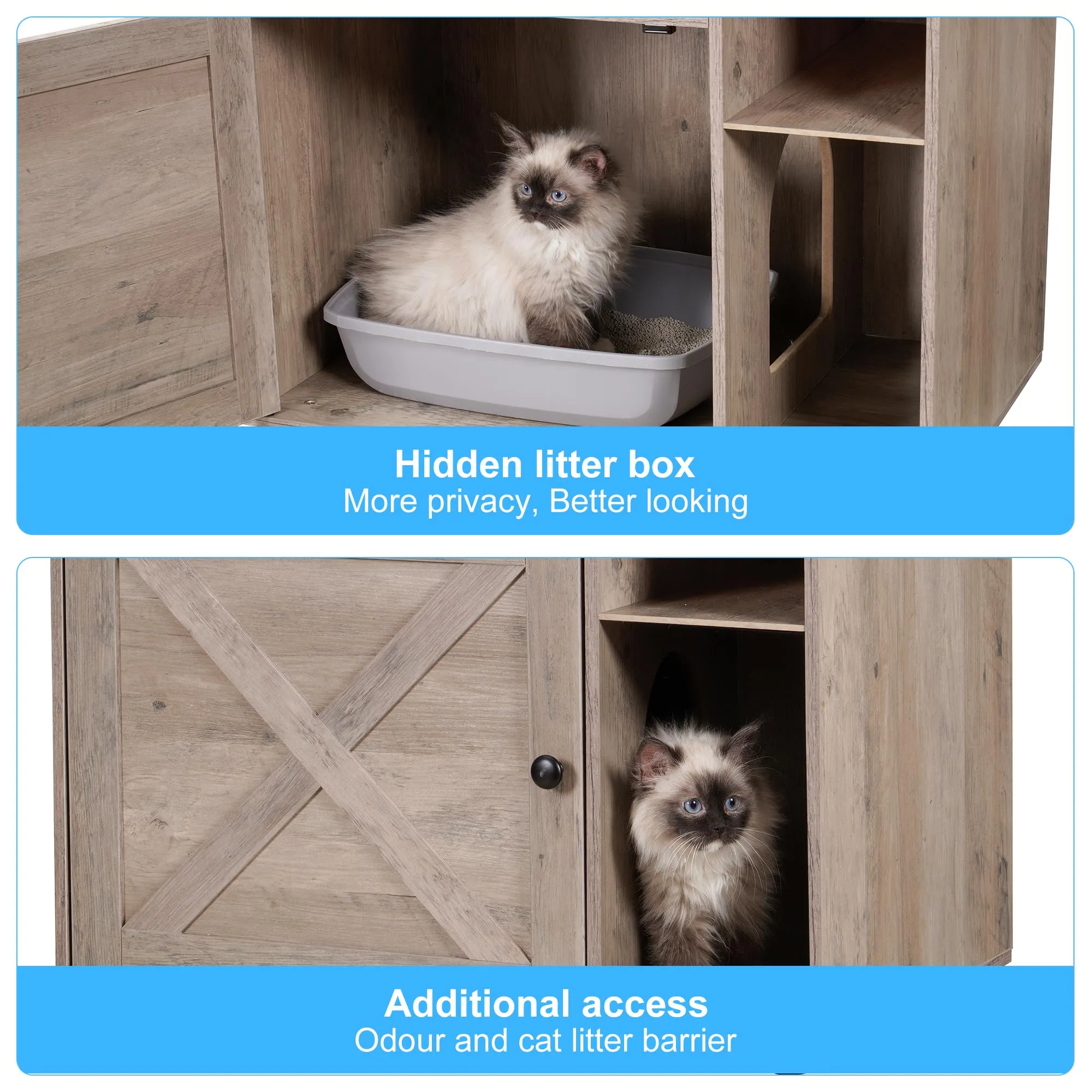 Cat Tree with Litter Box Enclosure, Modern Cat Tower for Indoor Cats with Large Platform