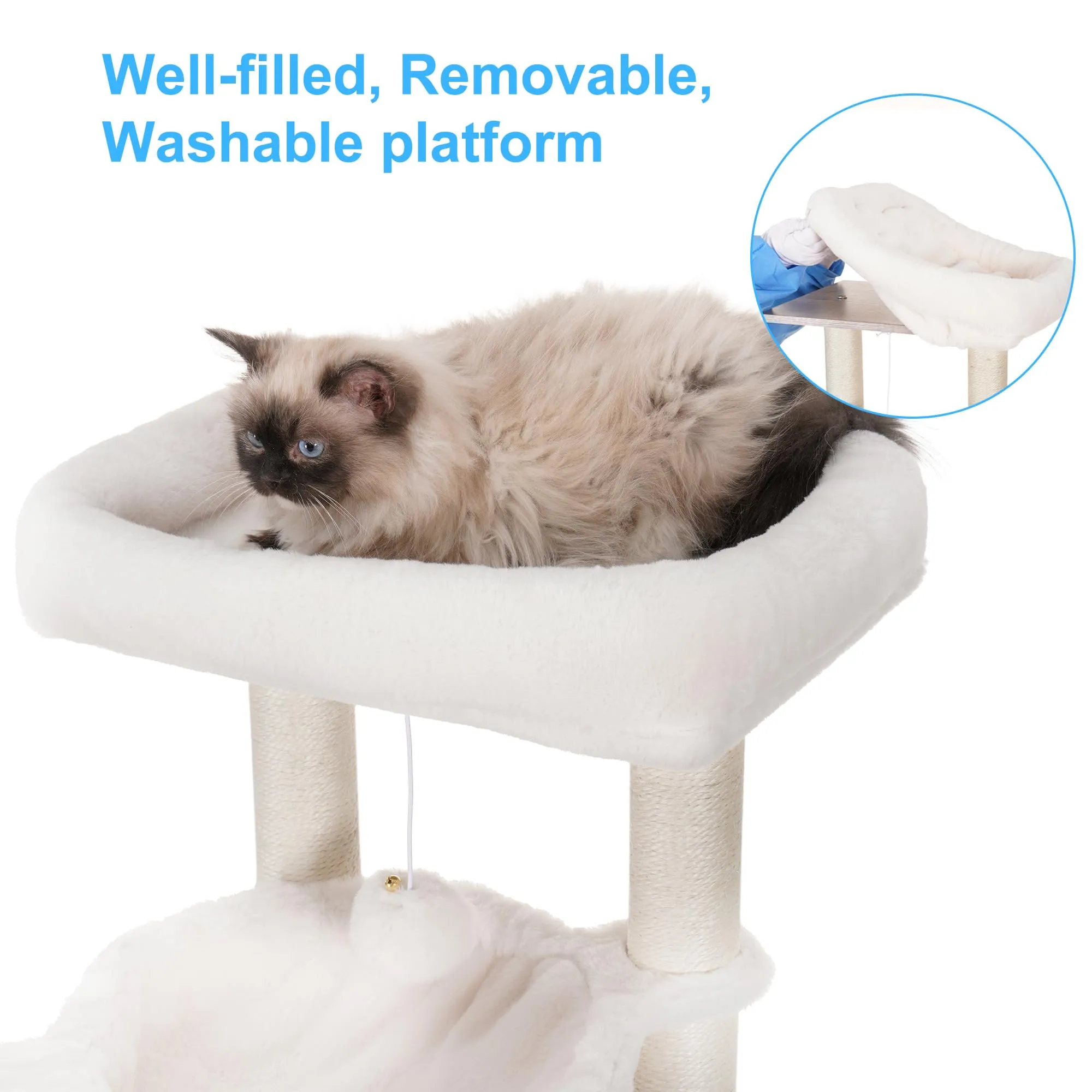 Cat Tree with Litter Box Enclosure, Modern Cat Tower for Indoor Cats with Large Platform