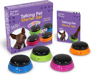 Hunger for Words Talking Pet Starter Set, Recordable Buttons for Dogs, Talking Dog Buttons, Teach Your Dog to Talk, Multicolor,4 Count (Pack of 1)