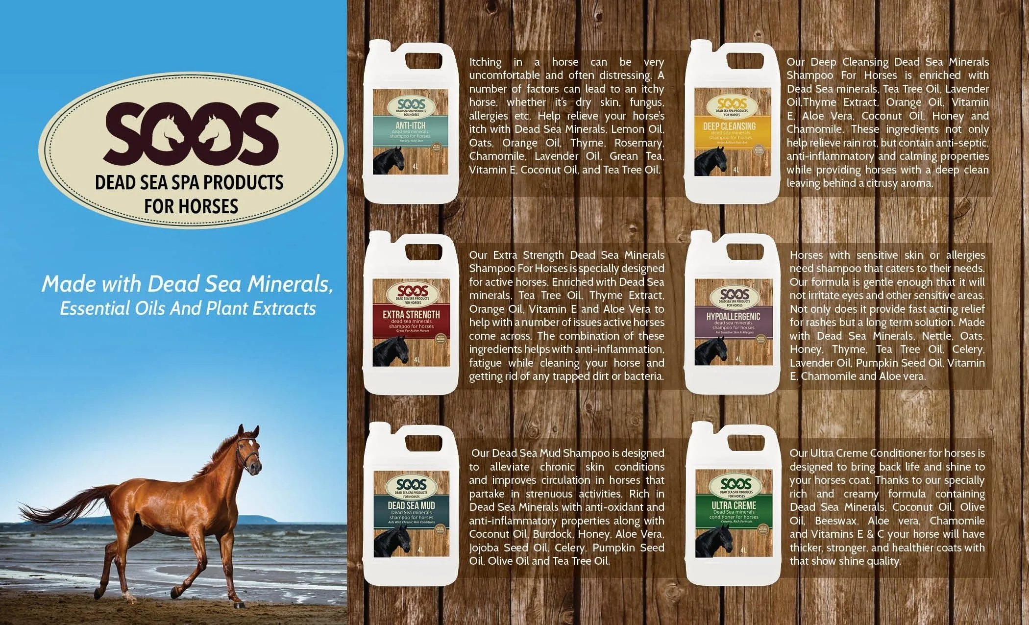 Soos Hypoallergenic Dead Sea Mineral Shampoo For Horses